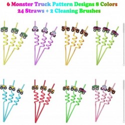 24 Monster Truck Party Car Reusable Styling Straws for Monster Truck Car Birthday Party Supplies with 2 Cleaning Brushes $25....