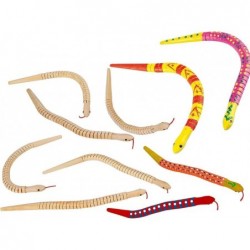 10Pcs 12 Inch Unfinished Wooden Wiggly Snakes Jointed Flexible Wooden Snake Blank Animal Model Crafts Toys for Arts $23.61 Ki...