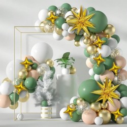 Sage Green Balloon Garland Arch Kit 151Pcs Olive Green Gold White Blush Balloon Arch Kit with Gold Star Balloons for Baby Sho...