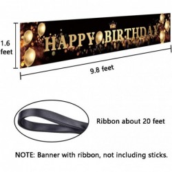 Ushinemi Happy Birthday Banner Party Signs for Birthday Backdrop Large Black and Gold $15.38 Kids' Party Decorations