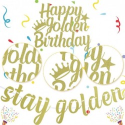 Happy Golden Birthday Cake Topper Stay Golden Glitter Gold Banner Gold Birthday Decorations Golden Girls Party Supplies Golde...