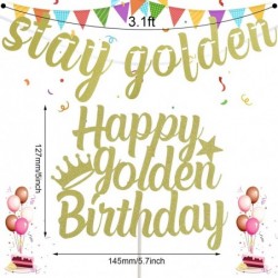 Happy Golden Birthday Cake Topper Stay Golden Glitter Gold Banner Gold Birthday Decorations Golden Girls Party Supplies Golde...