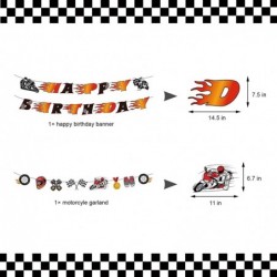 Motorcycle Birthday Decorations Set Motocross Party Supplies with Motorcycle Birthday Banner Garland Cake Toppers Latex Ballo...