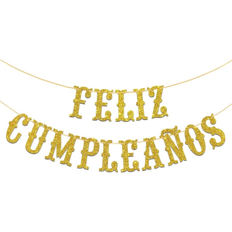 Gold Glitter Feliz Cumplea?os Banner - Spanish Happy Birthday Banner Mexican Fiesta Theme Birthday Party Decorations - Birthd...