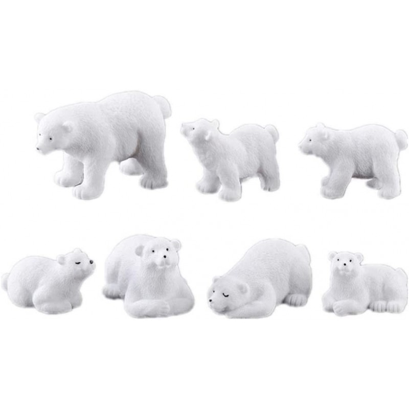 10pcs Polar Bear Toy Figurines Set Realistic Plastic Polar Figurines Animal Figures Polar Bear Cake Toppers for Home Decorati...