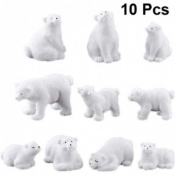 10pcs Polar Bear Toy Figurines Set Realistic Plastic Polar Figurines Animal Figures Polar Bear Cake Toppers for Home Decorati...