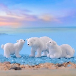 10pcs Polar Bear Toy Figurines Set Realistic Plastic Polar Figurines Animal Figures Polar Bear Cake Toppers for Home Decorati...