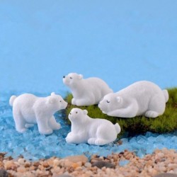 10pcs Polar Bear Toy Figurines Set Realistic Plastic Polar Figurines Animal Figures Polar Bear Cake Toppers for Home Decorati...