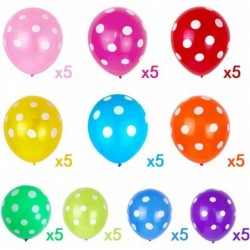 50 PCS Rainbow Polka Dot Balloons Kit - 12 Inch(30.48cm) MultiColor Polka Dot Latex Balloons for Happy Birthday Baby Shower W...