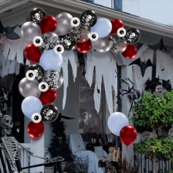 26 pcs Halloween Rose Skull Balloon Set Black Burgundy White Skeleton Halloween Party Balloon for Costume Birthday Engagement...