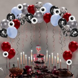 26 pcs Halloween Rose Skull Balloon Set Black Burgundy White Skeleton Halloween Party Balloon for Costume Birthday Engagement...