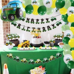 Green Tractor Balloons Birthday Decorations Hanging Happy Birthday Banner Cake Topper Baby Shower Party Supplies $31.01 Kids'...