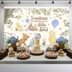 Classic Winnie Baby Shower Decorations for Boys Pooh and Friends Blue Balloon Spring Landscape Backdrop 5x3 ft Newborn Birthd...