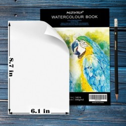 Watercolor Paper White 140 lb 6.1X8.7" 20 Sheets Cold-Pressed Acid-Free Ideal for Watercolor Painting and Wet Media Textured ...