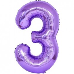 40-Inch Purple Number 3 Crown Balloons Set 3rd Birthday Balloons for Girls Wedding Anniversar Celebration Decorative Balloons...