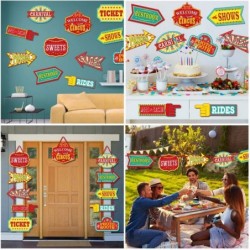 Carnival Decorations 11 Pcs Large Circus Carnival Signs Laminated Circus Theme Party Signs Carnival Party Supply Decor Paper ...