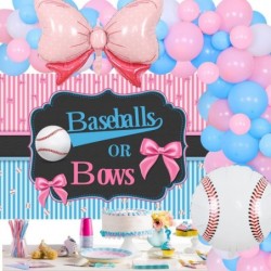 Gender Reveal Party Decorations Baseball Gender Reveal Party Decorations with Baseballs or Bows Backdrop Latex Balloons for B...