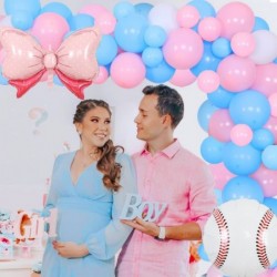 Gender Reveal Party Decorations Baseball Gender Reveal Party Decorations with Baseballs or Bows Backdrop Latex Balloons for B...