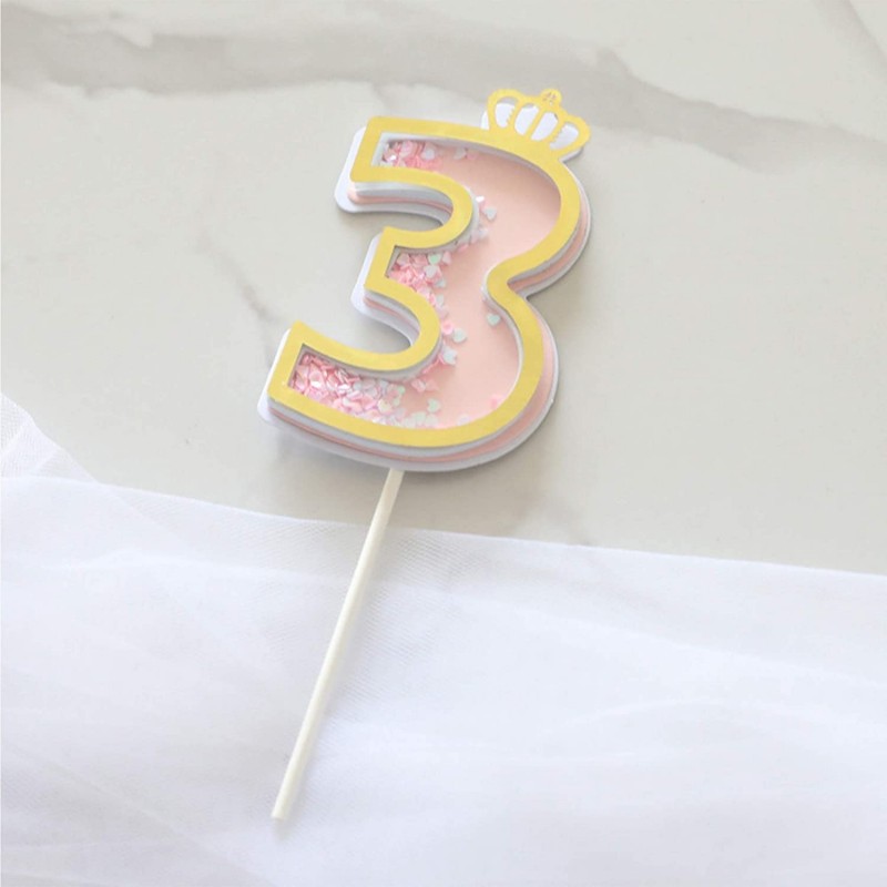 3st Cake topper Kids Birthday Party 3st Wedding Anniversary Cake Topper Party Supplies (pink 3) $14.32 Kids' Party Decorations