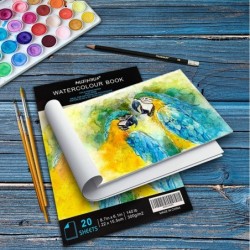 Watercolor Paper White 140 lb 6.1X8.7" 20 Sheets Cold-Pressed Acid-Free Ideal for Watercolor Painting and Wet Media Textured ...