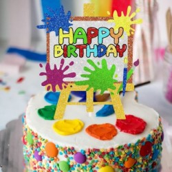 Art Happy Birthday Cake Topper Painting Graffiti Drawing Artist Painter Brush Palette Themed Happy Birthday Cake Decoration $...