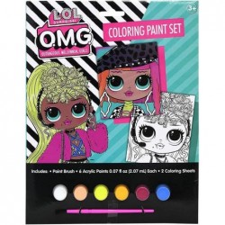 OMG Coloring Paint Set - Entertaining LOL Surprise! Kids Art Set Includes 6 Acrylic Paint Set Brush and 2 Coloring Sheets Fun...