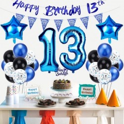 13th Birthday Decorations for Boys - Blue Omg Ur A Teenager Balloons Banner Happy 13th Birthday Banner Sash Cake Topper Penna...