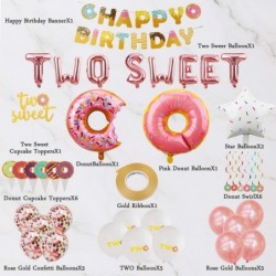 Two Sweet Donut Birthday Party Supplies 46Pcs Baby Second Birthday Decoration Donut 2nd Birthday Party Decorations for Girl -...