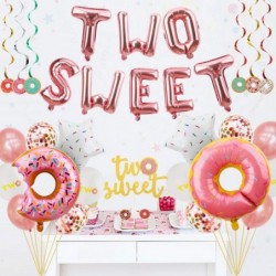 Two Sweet Donut Birthday Party Supplies 46Pcs Baby Second Birthday Decoration Donut 2nd Birthday Party Decorations for Girl -...