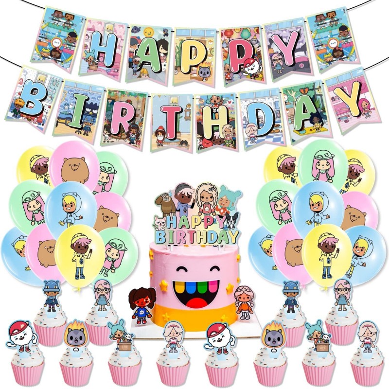 Toca Party Decorations Boca Life Birthday Party Supplies Includes CupCake Toppers Cake Toppers Banner Garland Balloons Party ...