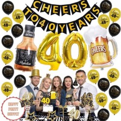 40th Birthday Decorations Kit - Cheers to 40 Years Banner Balloon - 40 Years Old Party Supplies 40th Anniversary Decorations ...