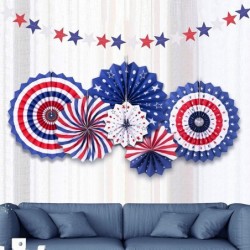 14 PSC Patriotic Party Decorations 4th of July American Flag Party Supplies Foldable Colorful Paper Fans Tissue Paper Pom Pom...