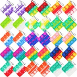 30 Pcs Mini Pop Fidget Keychain Toys Small Square Push Its Bubble Poper Bulk Hand Toy Party Favors Pops Fidgets Tiny Key Chai...