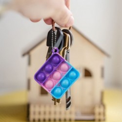 30 Pcs Mini Pop Fidget Keychain Toys Small Square Push Its Bubble Poper Bulk Hand Toy Party Favors Pops Fidgets Tiny Key Chai...