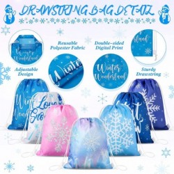 Frozen Party Favors Bags for Winter Snowflake Kids Birthday Favor Drawstring Goodies Bags Winter Wonderland Gift Candy Bag fo...