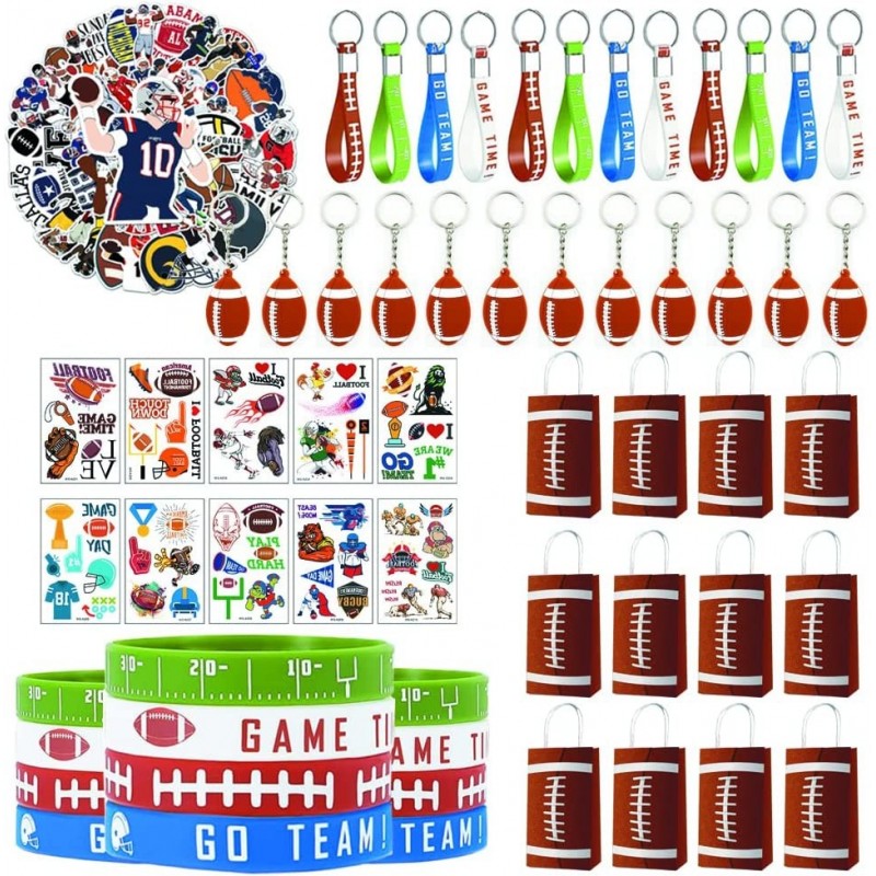 108 Pcs Football Party Favor Set Football gift bags Football Silicone Keychain Silicone Bracelet Stickers tattoo stickers Pre...