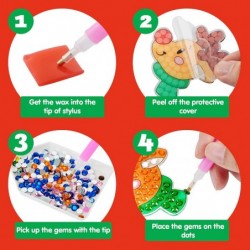 Christmas Gem Painting Art & Craft Kit Making Your Own Diamond Gem Keychain Suncatcher and Stickers for Kids Boys and Girls A...