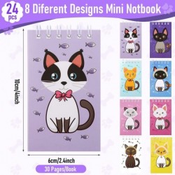 24 Pcs Mini Notebooks Cat Mini Notepads Cat Spiral Pocket Notebooks Cute Cat Top Bound Memo Books Cat Party Favors for Kids B...