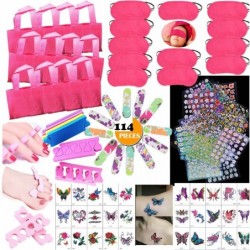 114PCS Girls Spa Party Supplies Favors for Kids Home Spa Days Multiple Spa Kit w/Spa Masks Bag Emery Board Toe Separator Body...