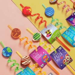 24 Planet Straws for Kids Outer Space Party Supplies Favors Solar System Party Gift with 2 Cleaning Brushes $27.97 Kids' Part...