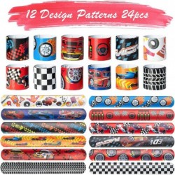 24PCS Racing Car Slap Bracelets 50PCS Race?Car Stickers Party Favors Racing and Speed Themed Wristband Checkered Flags Slap B...