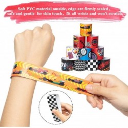 24PCS Racing Car Slap Bracelets 50PCS Race?Car Stickers Party Favors Racing and Speed Themed Wristband Checkered Flags Slap B...