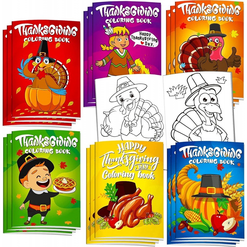 36Pcs Thanksgiving Coloring Books Kids Cute Thanksgiving Coloring Book for Kids All Ages Indoor Activities at Home Party Favo...