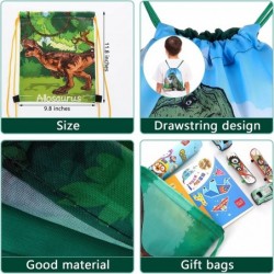 20 Pcs Dinosaur Party Favors Bags Dinosaur Drawstring Gift Bag Dinosaur Party Supplies Bags Dino Backpack Treat Bag for Kids ...