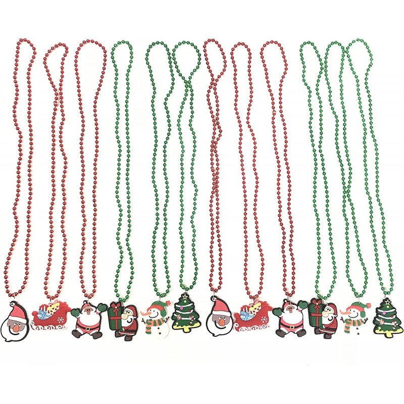 12 Pcs Christmas Tree Pendant Beads Party Holiday Necklaces Santa Claus Christmas Tree Snowman Pendants Christmas necklaces… ...