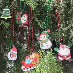 12 Pcs Christmas Tree Pendant Beads Party Holiday Necklaces Santa Claus Christmas Tree Snowman Pendants Christmas necklaces… ...