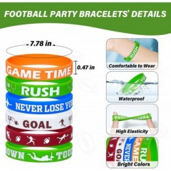 Football Bracelets Accessories 48Pcs Football Rubber Wristbands Inspirational Motivational Bracelets Football Gifts for Teen ...