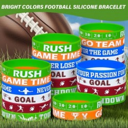 Football Bracelets Accessories 48Pcs Football Rubber Wristbands Inspirational Motivational Bracelets Football Gifts for Teen ...