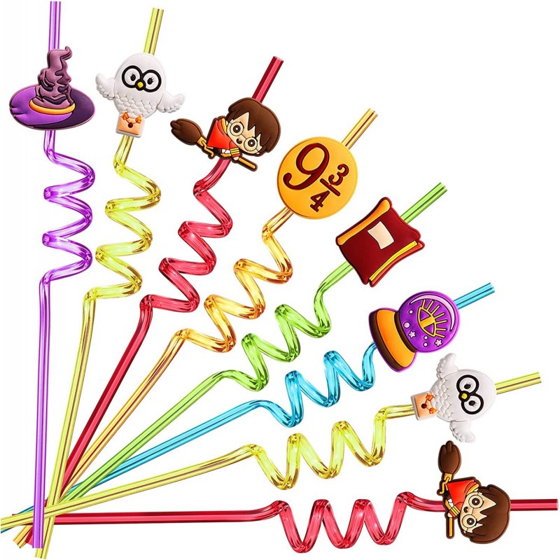 24 Harry Straws for Kids Wizard Potter Party Supplies Favors Magic Wizard School Party Gift with 2 Cleaning Brushes $29.01 Ki...