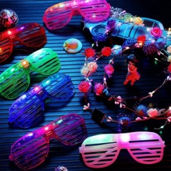 72 Pack Glow in the Dark Party Supplies LED Glasses Light Up Glasses LED Flower Crown Headband Multicolor LED Flower Wreath G...